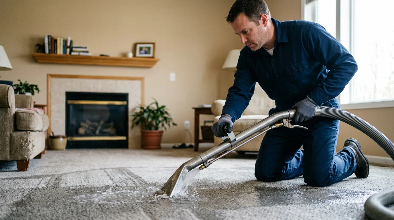 Water damage restoration technician working near Sunny Side, GA